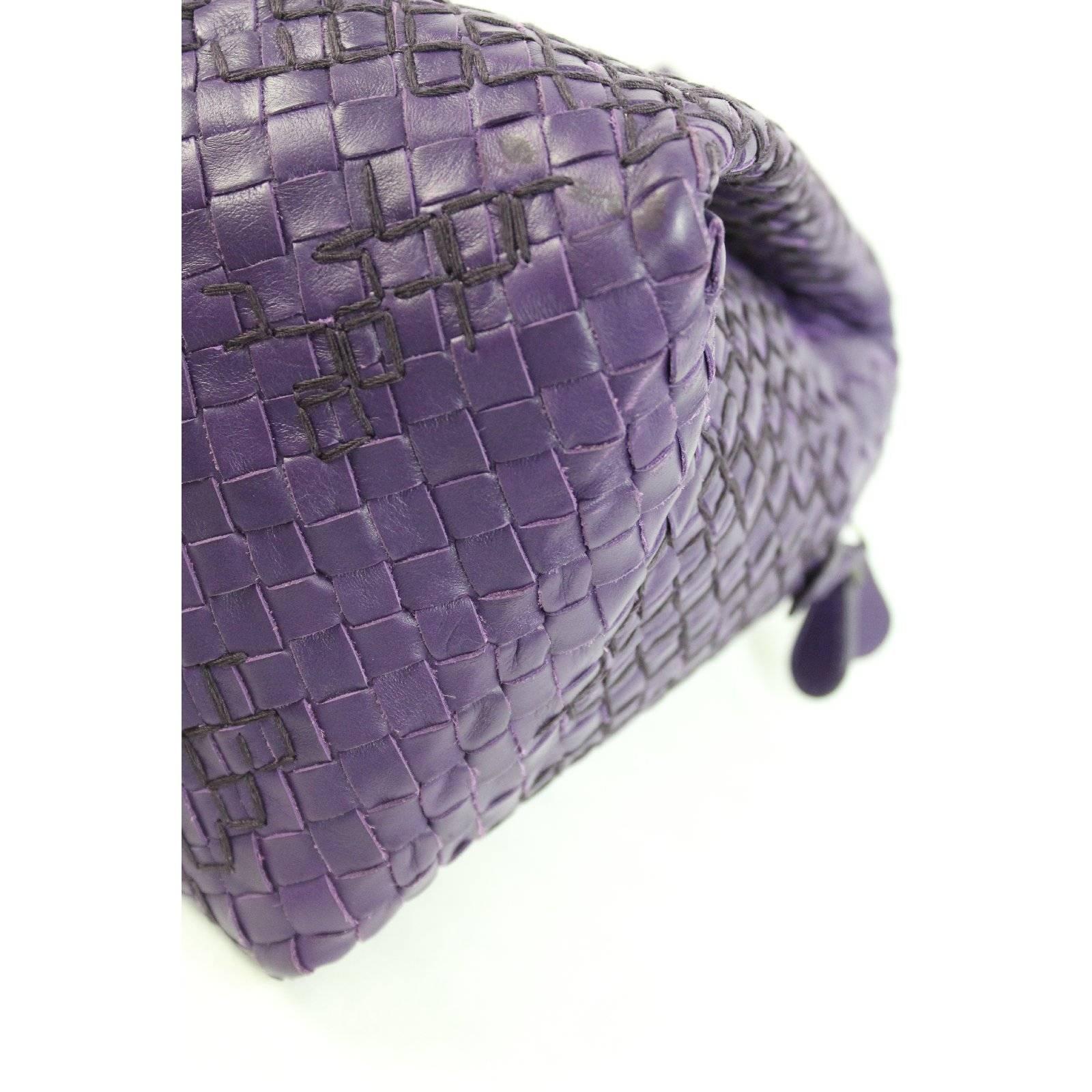 Gray Bottega Veneta Boston leather purple handbag bag 2003s like new made in italy