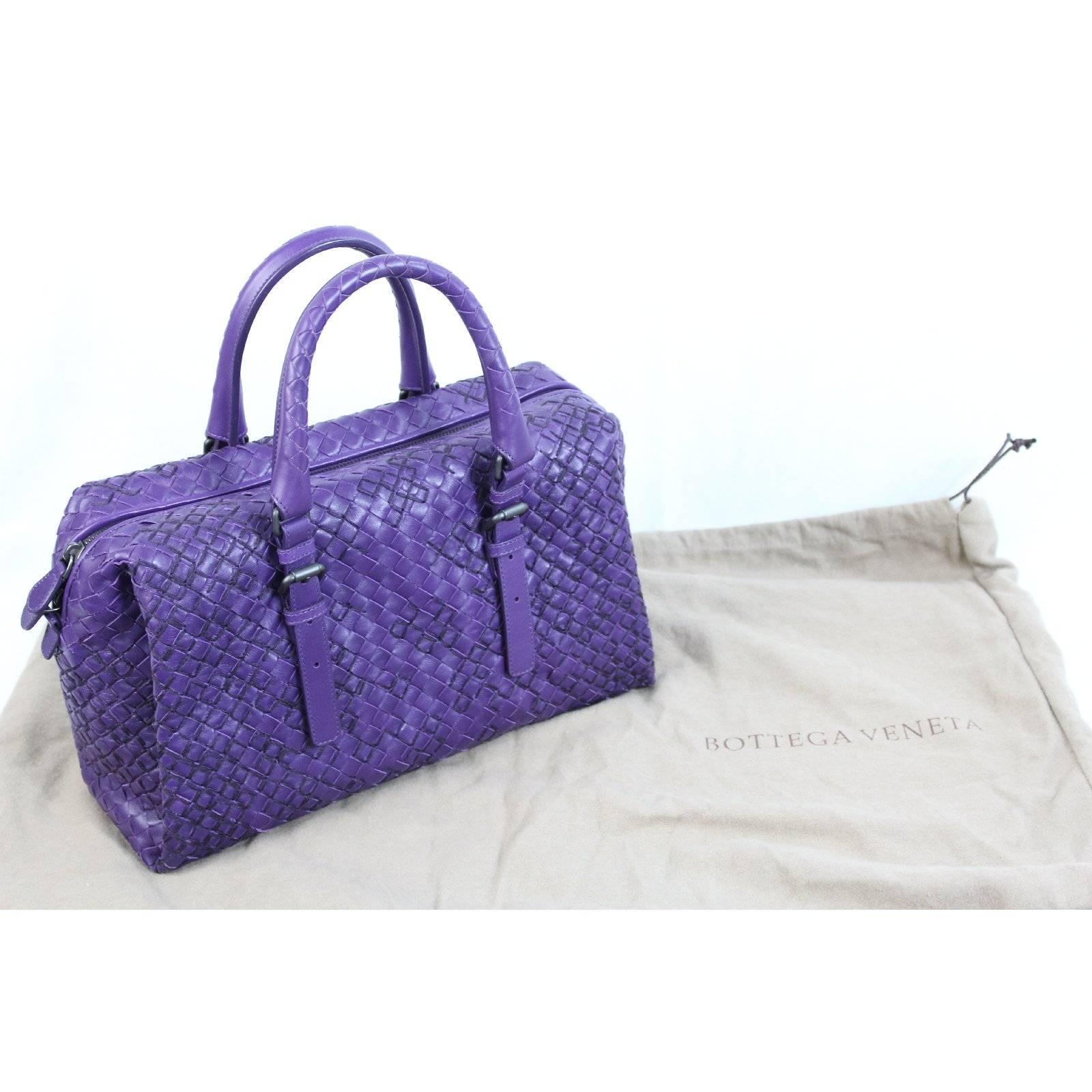 Bottega Veneta Boston leather purple handbag bag 2003s like new made in italy 2