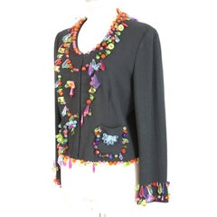 Moschino vintage jacket gems multicolored blue high fashion rare cotton size 12