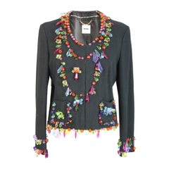Moschino Vintage jacket gems multicolored blue high fashion rare cotton size 12