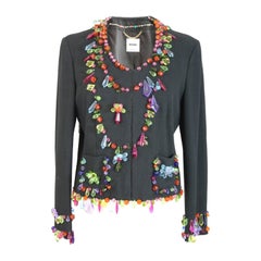 Moschino vintage jacket gems multicolored blue high fashion rare cotton size 12 