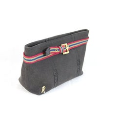 Roberta di Camerino black cotton pochette handbag 1980s italy vintage clutche