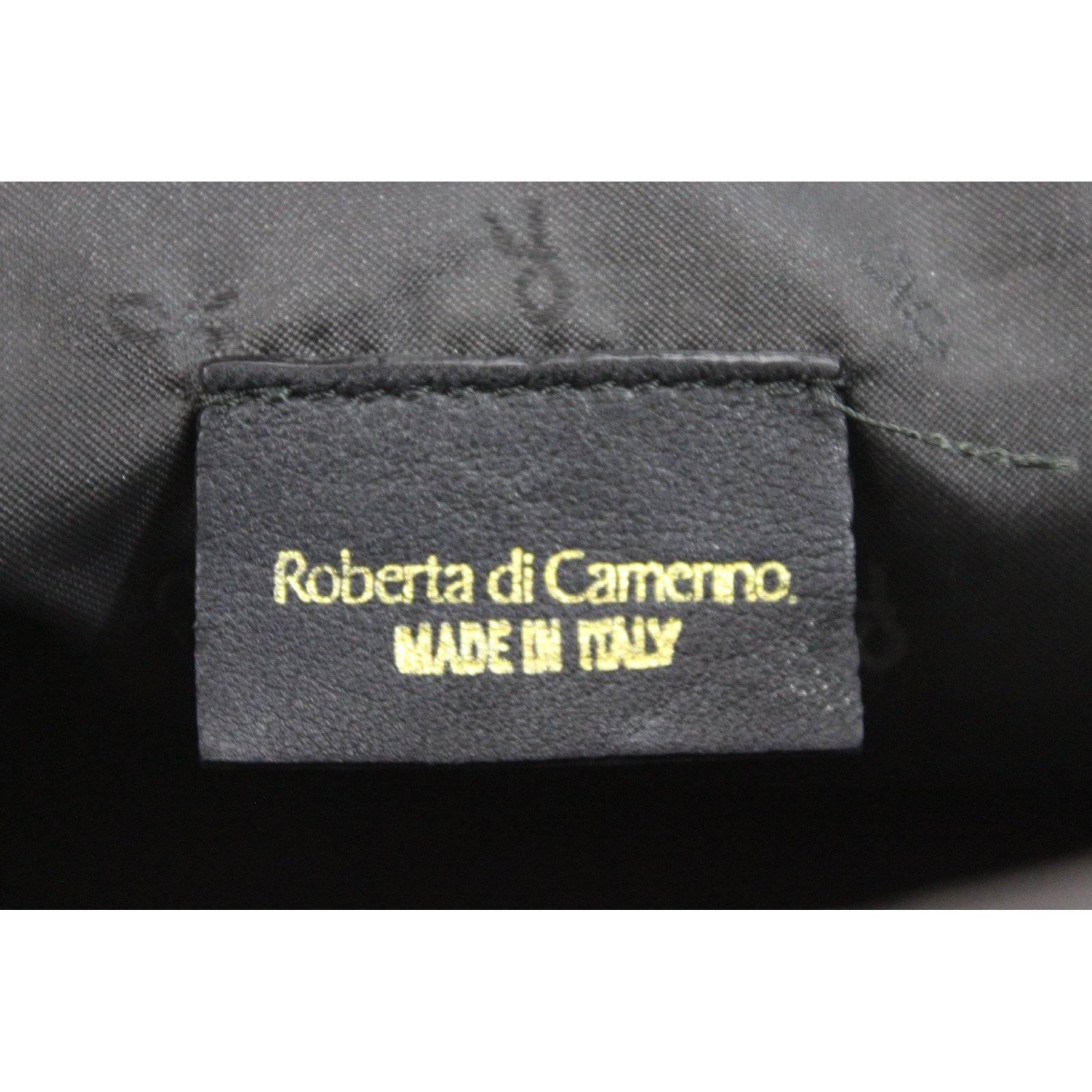 Roberta di Camerino black cotton pochette handbag 1980s italy vintage clutche For Sale 1
