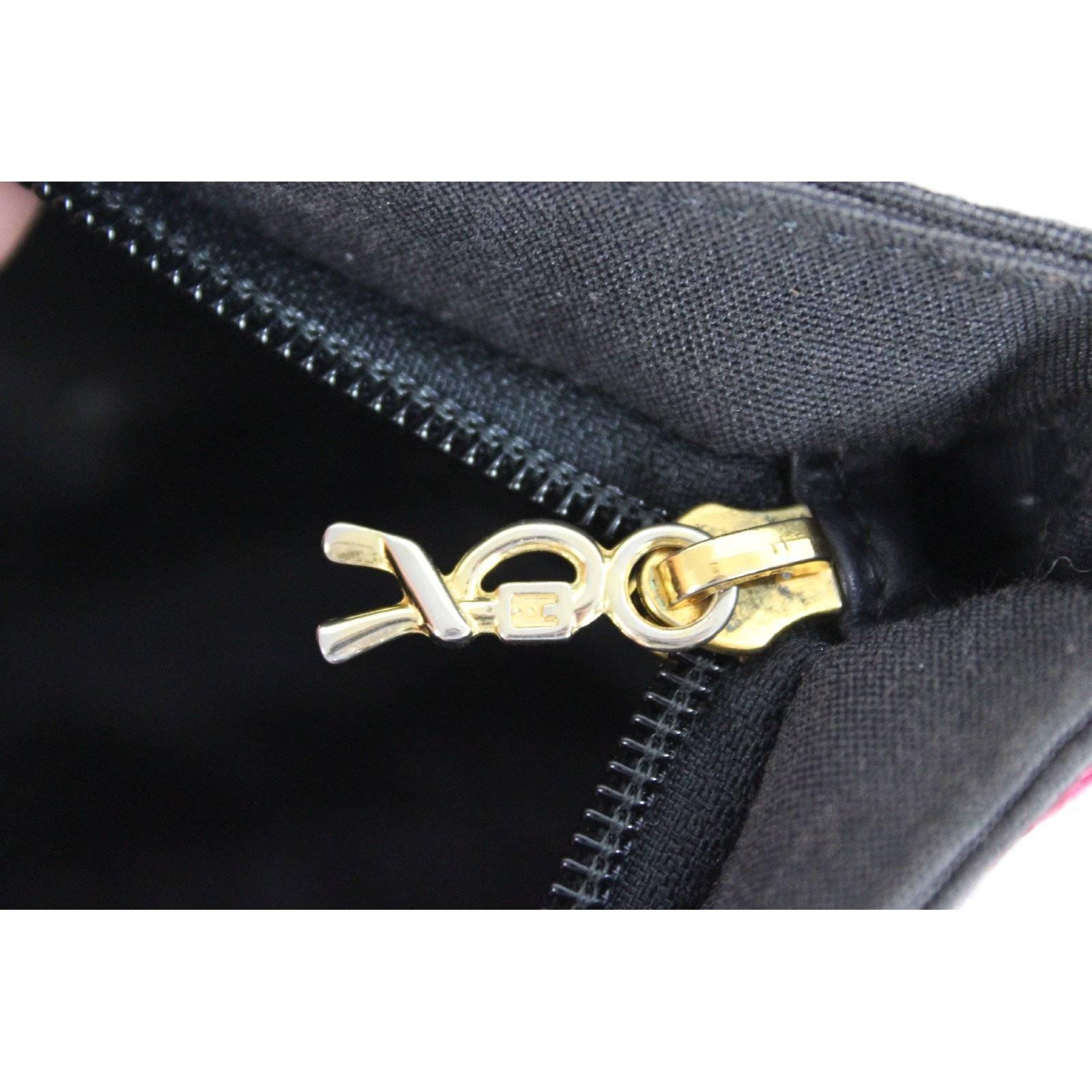 Roberta di Camerino black cotton pochette handbag 1980s italy vintage clutche For Sale 3