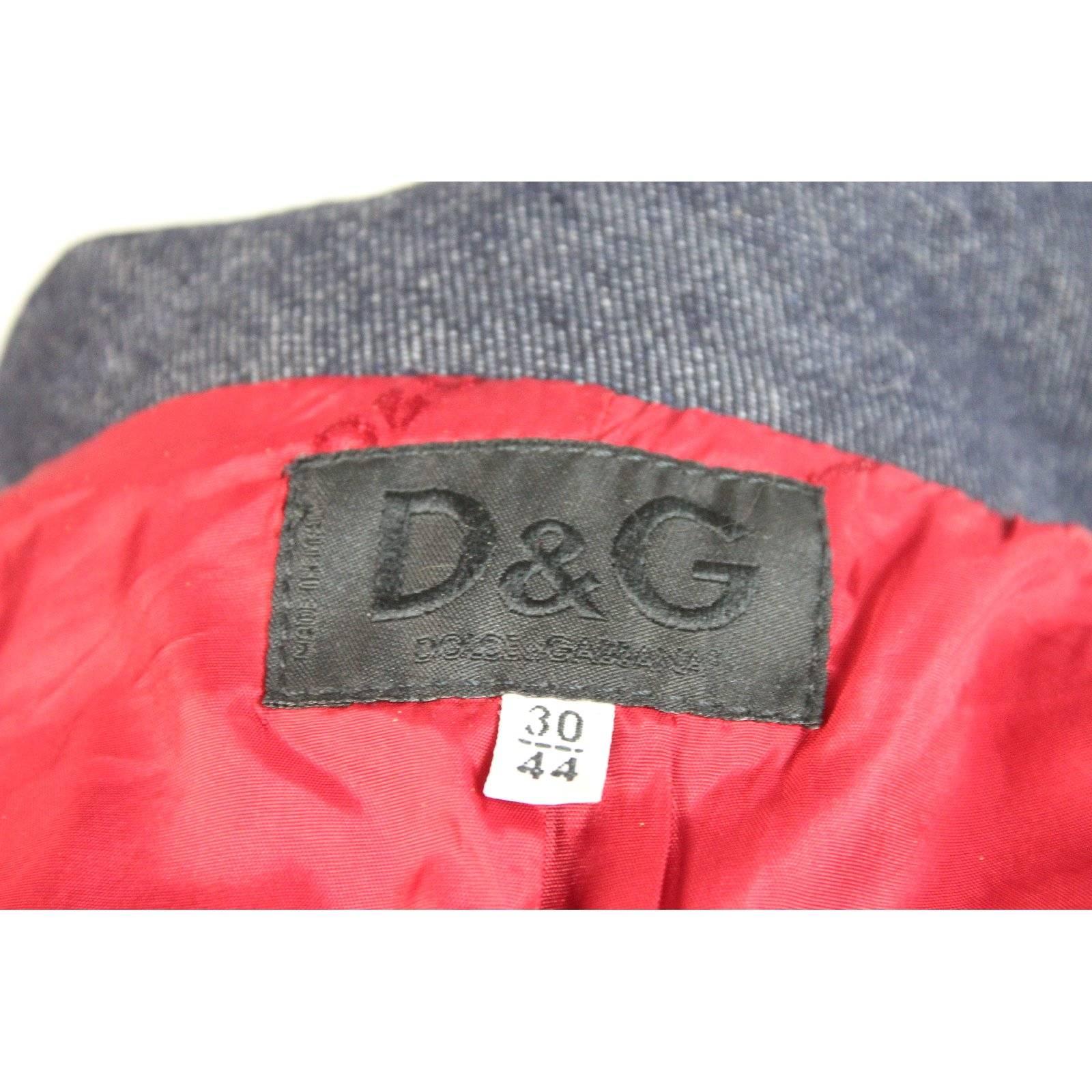 Dolce e Gabbana wool cotton red fur jeans jacket bolero women’s 1980s size 44 it 1