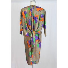 Pierre Cardin paris taupe flower silk wedding dress women’s 1980s size 48