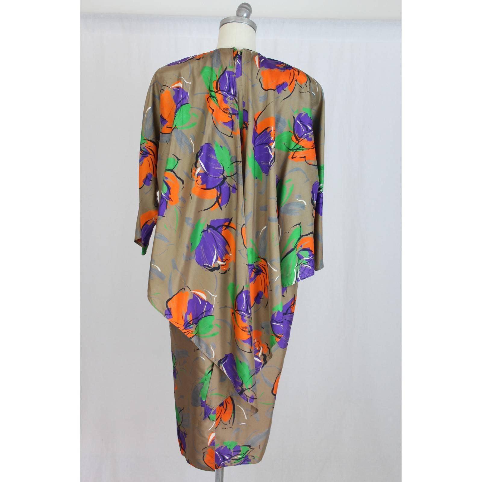 Brown Pierre Cardin paris taupe flower silk wedding dress women’s 1980s size 48 For Sale