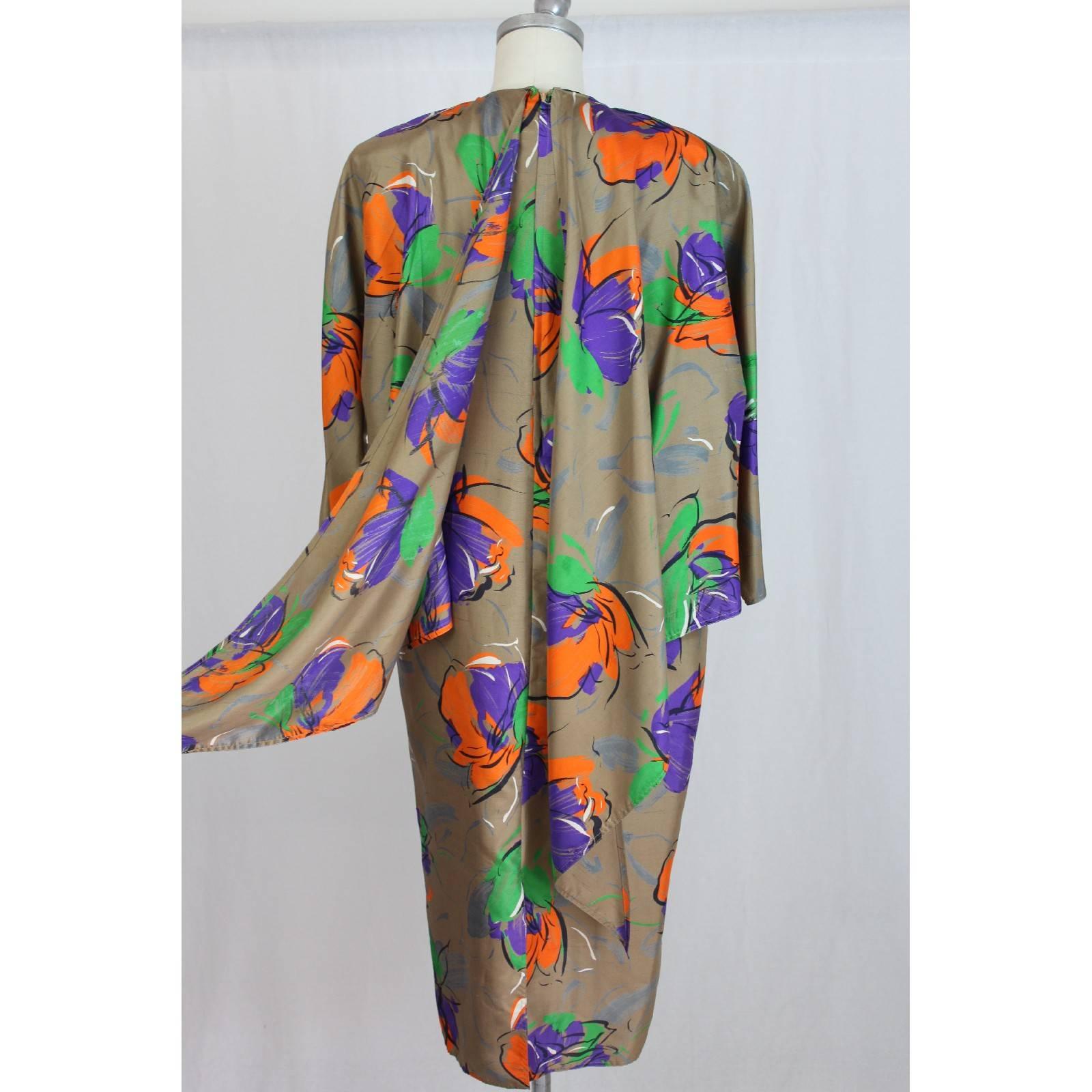 Women's Pierre Cardin paris taupe flower silk wedding dress women’s 1980s size 48 For Sale