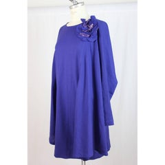 Nazareno Gabrielli wool blue dress tunic flower size 42 women’s 1980s vintage