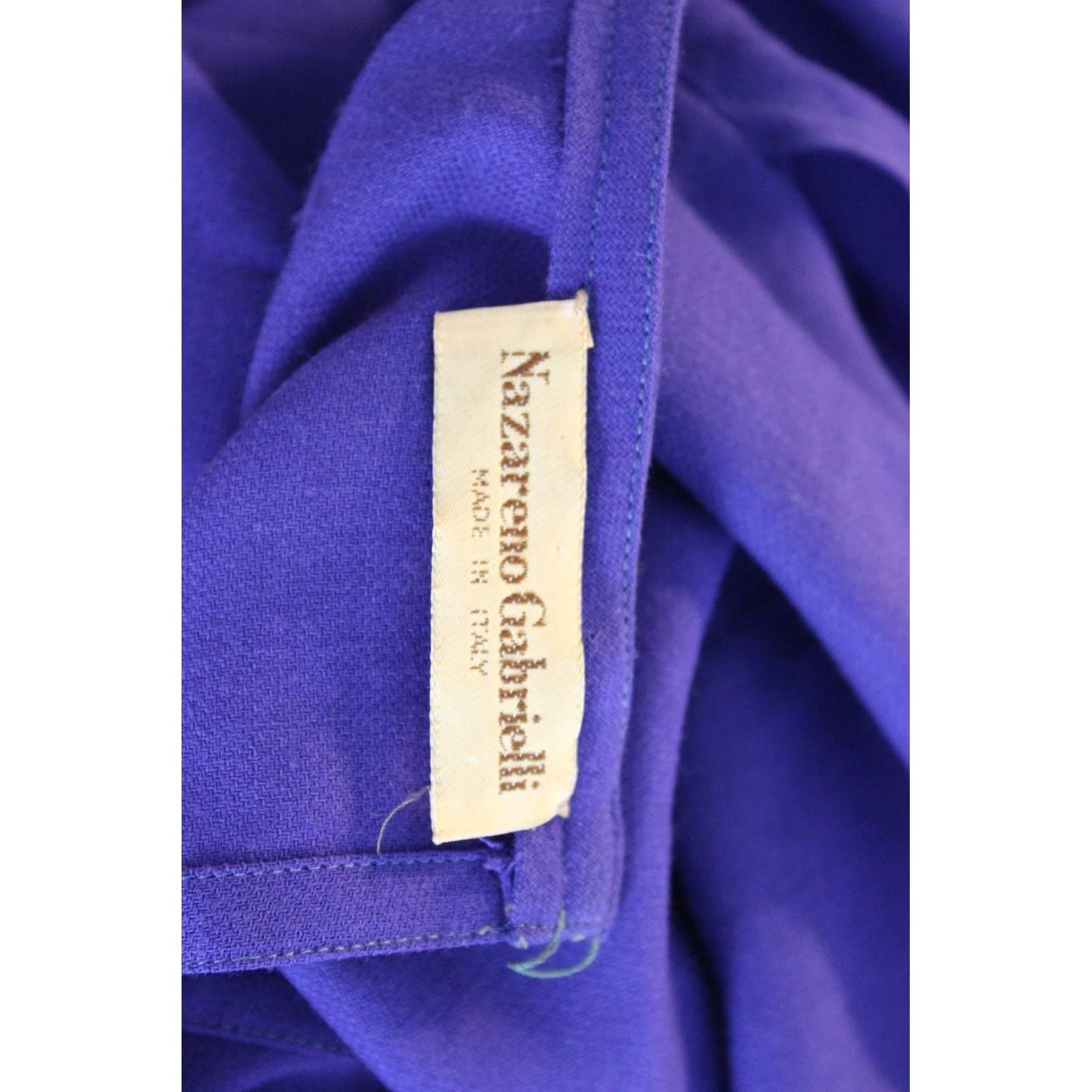 Women's Nazareno Gabrielli wool blue dress tunic flower size 42 women’s 1980s vintage