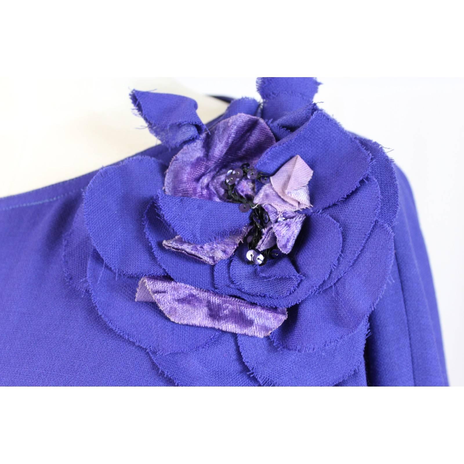 Nazareno Gabrielli wool blue dress tunic flower size 42 women’s 1980s vintage 1