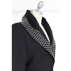Norma Kamali vintage black wool white stitching double breasted jacket