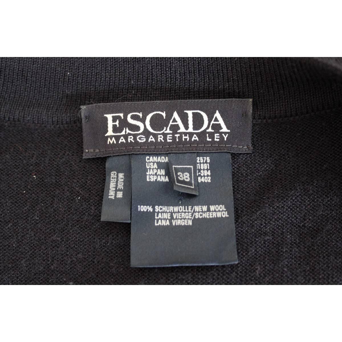 Black Escada Margaretha Ley vintage wool black long dress size 38 de made germany For Sale