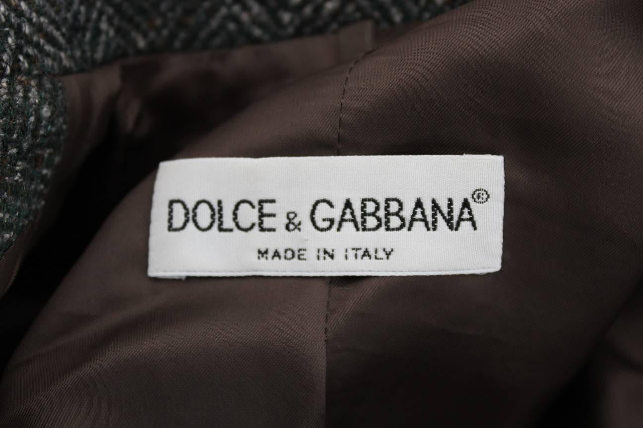 Dolce Gabbana wool silk green brown tweed jacket women’s size 42 it 2000s In Excellent Condition In Brindisi, IT