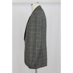 Lanvin Paris vintage pure wool check black gray classic jacket size 50 it 1970s