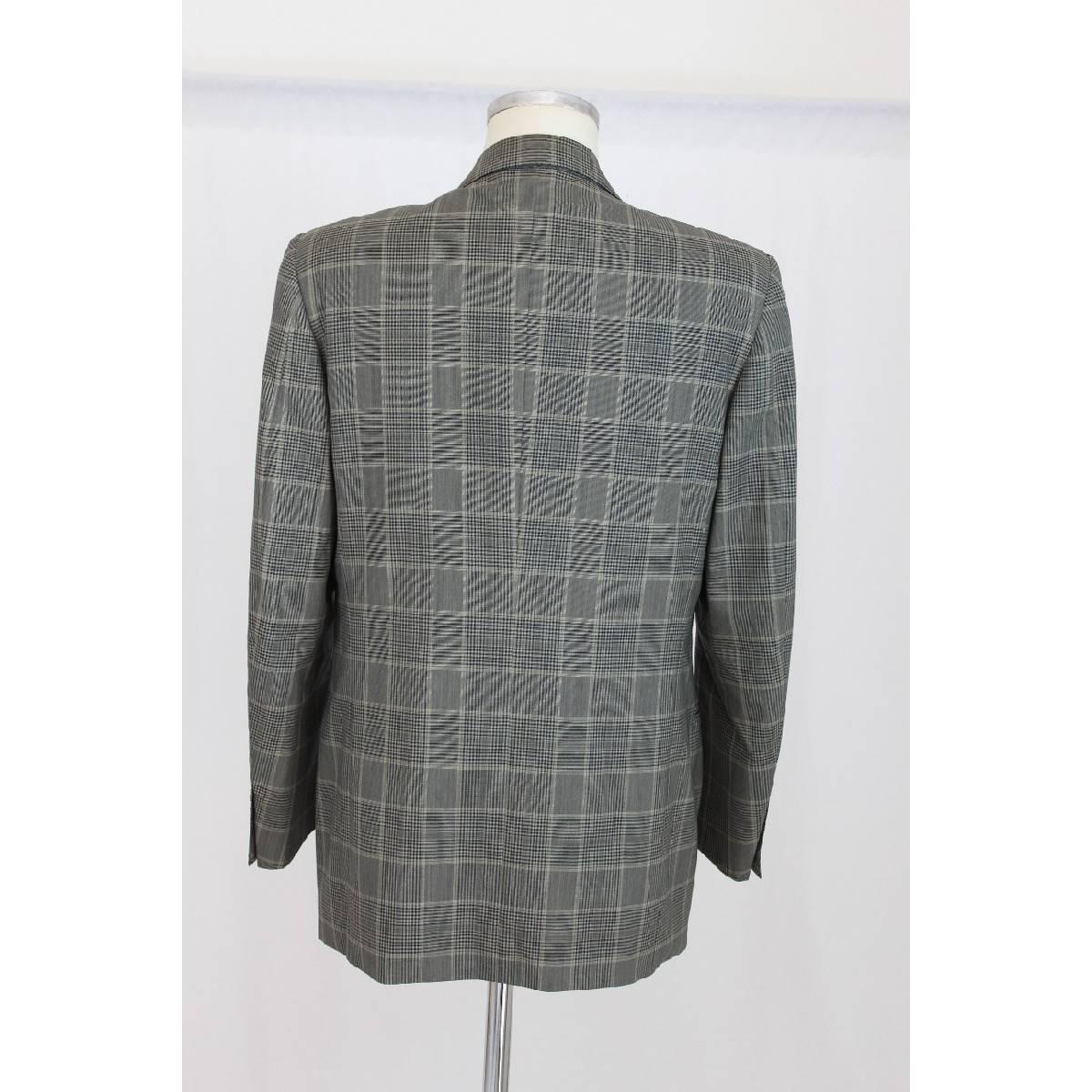 Gray Lanvin Paris vintage pure wool check black gray classic jacket size 50 it 1970s  For Sale