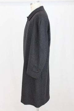 Corneliani vintage woven wool dark gray classic coat size 56 it made italy