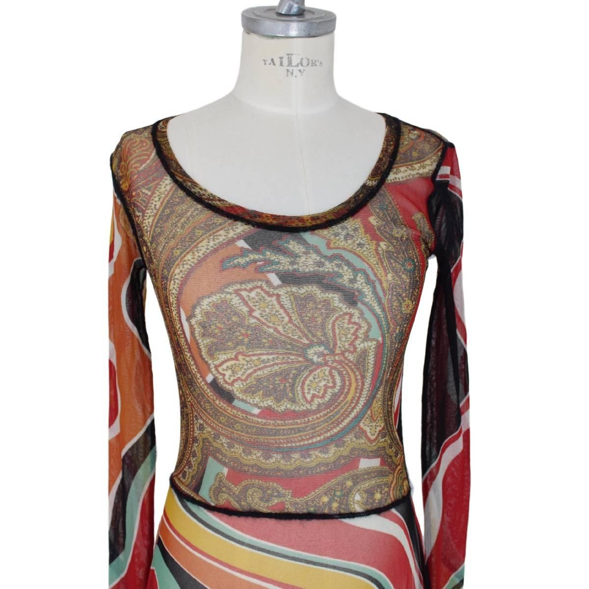 Women's Jean Paul Gaultier vintage multicolor floral tunic dress size S made italy For Sale