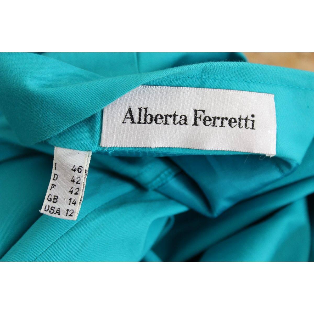 Women's Alberta Ferretti vintage cotton light blue skirt size 46 it made italy