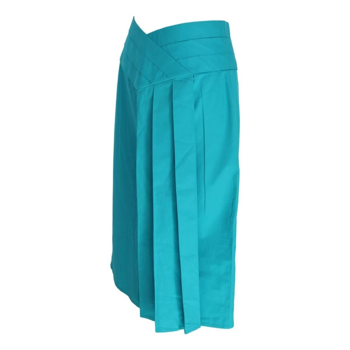 Alberta Ferretti vintage cotton light blue skirt size 46 it made italy In Excellent Condition In Brindisi, IT