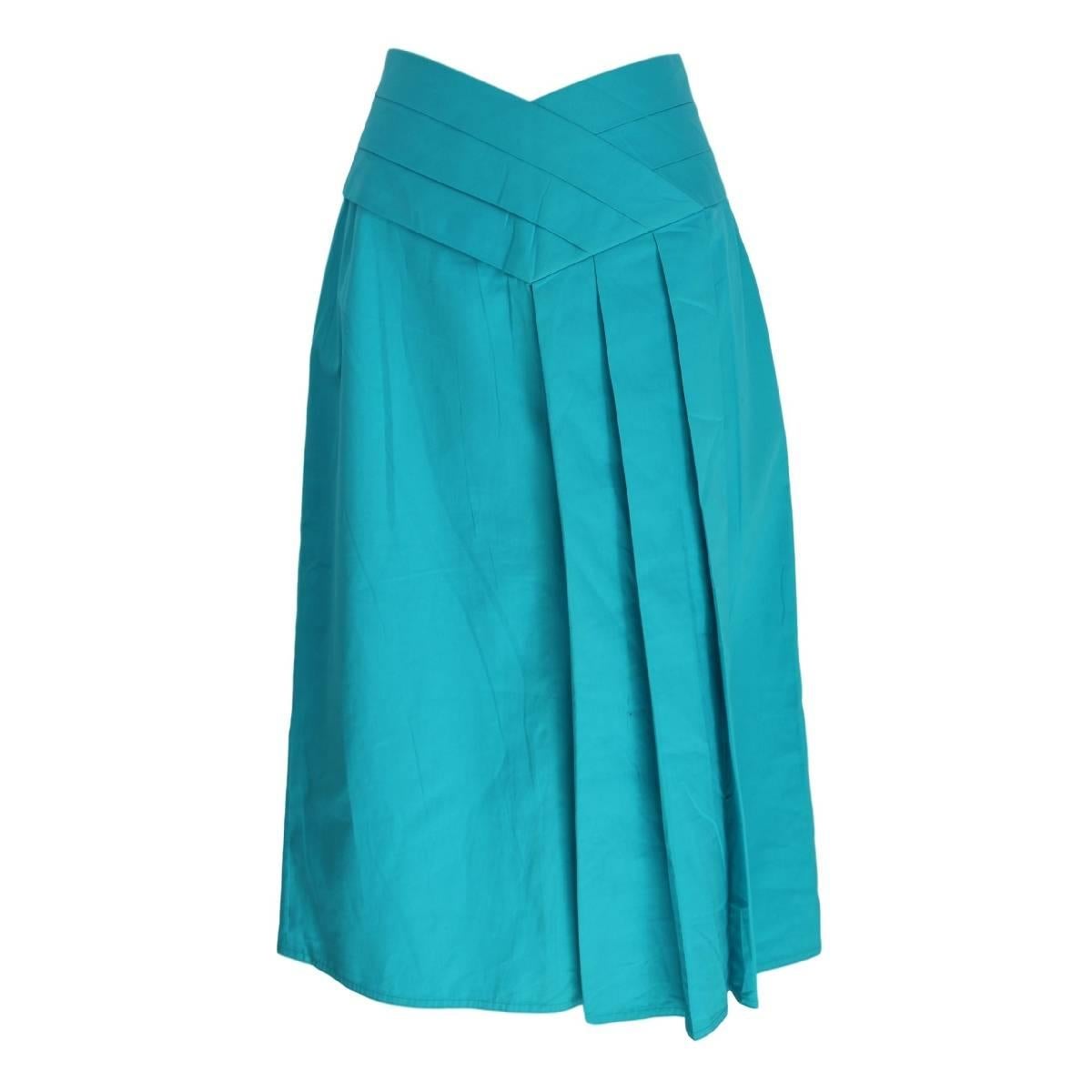 Alberta Ferretti vintage cotton light blue skirt size 46 it made italy