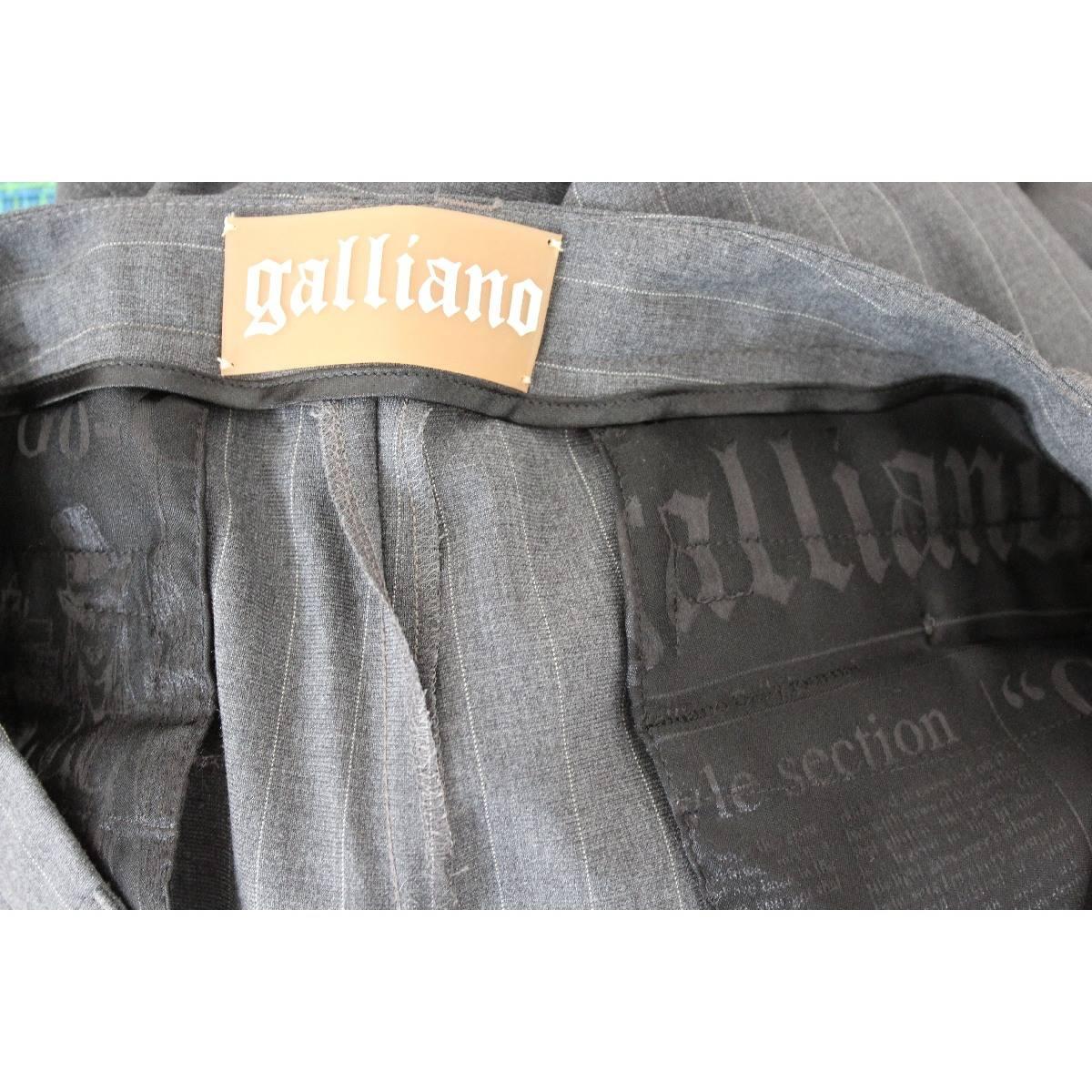 John Galliano vintage wide legs pants gray pinstripe worn palace 90s wool blend In Excellent Condition In Brindisi, IT