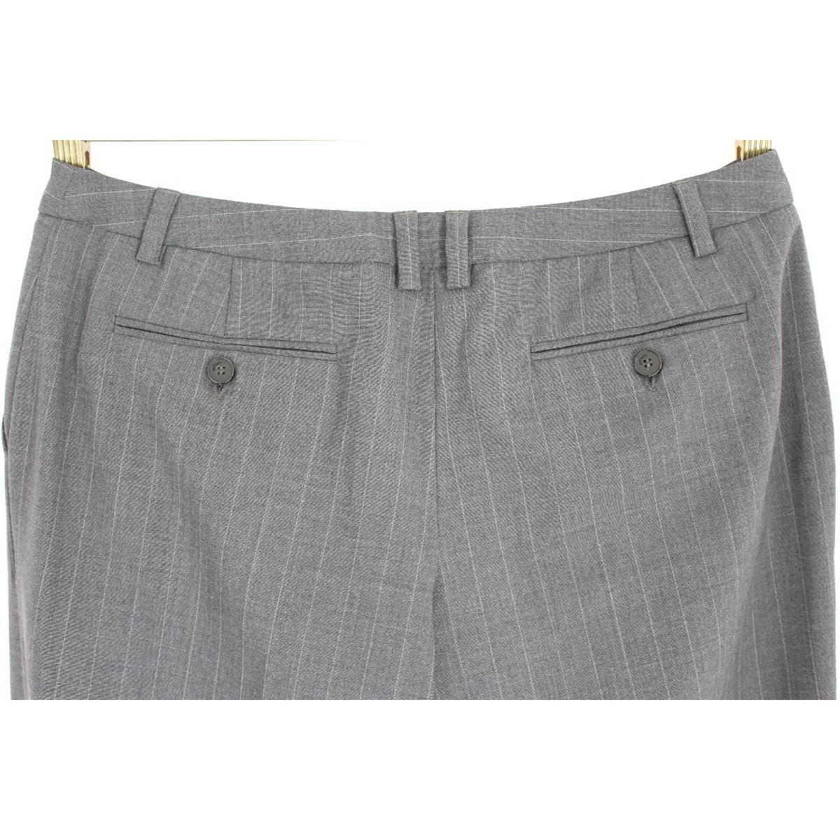 Gray John Galliano vintage wide legs pants gray pinstripe worn palace 90s wool blend