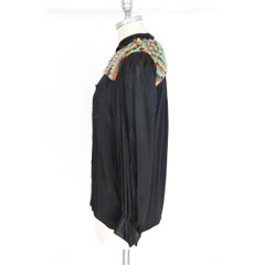 Moschino shirt black vintage multicolored wool shoulder slim fit 1980s polo neck