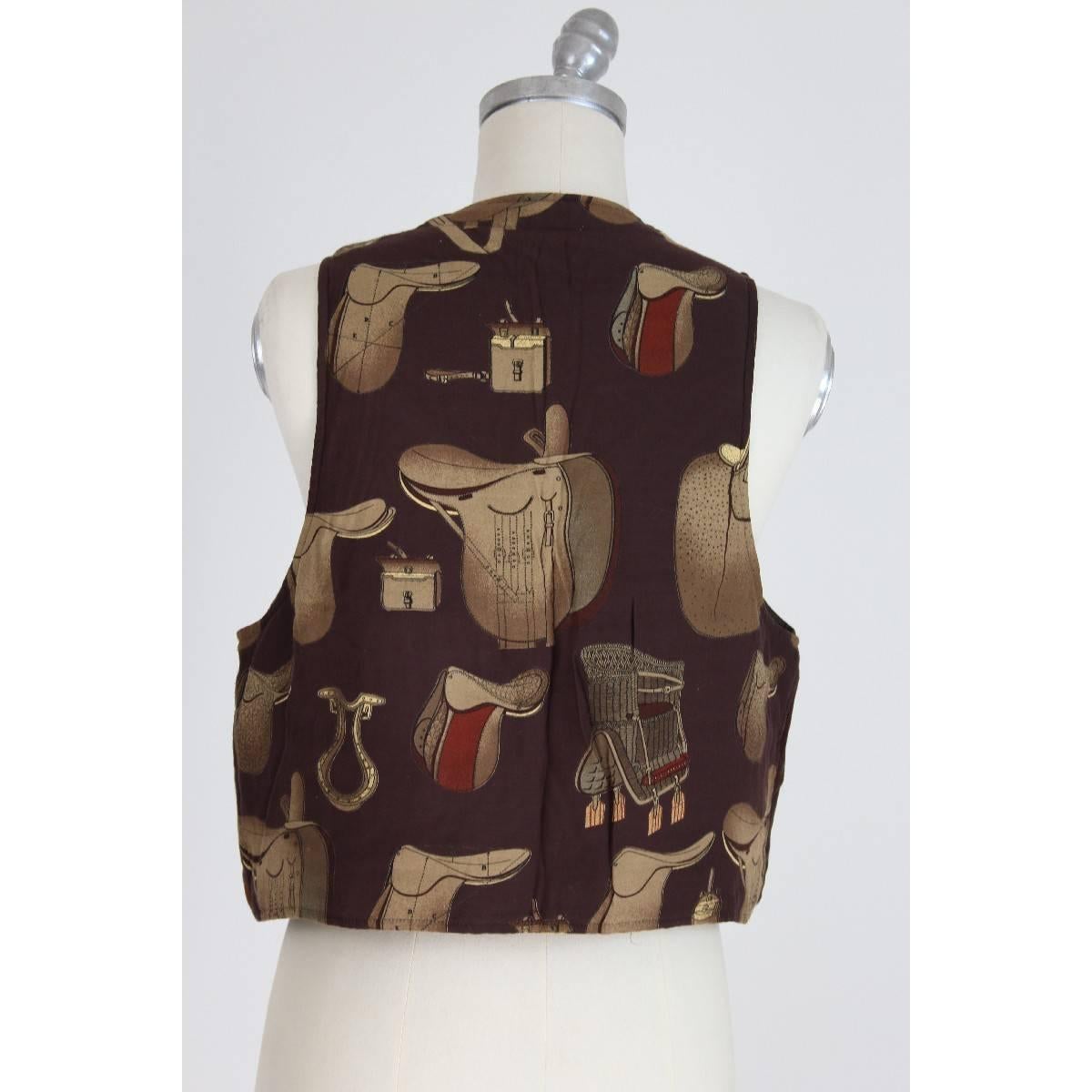 Brown Emporio Armani vintage equestrian gilet brown women size 46 made in italy 1980s 