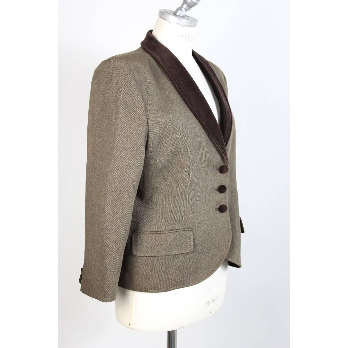 Gray Nazareno Gabrielli vintage wool brown jacket size 44 it women's 1980s  For Sale