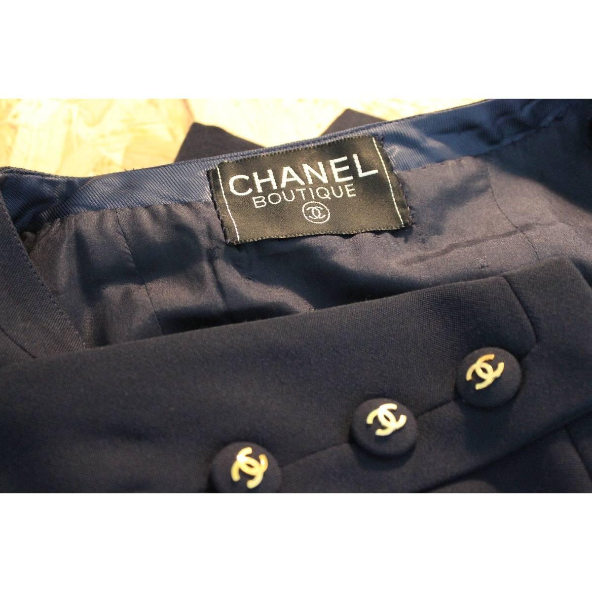 Chanel Boutique wool blue long dress women’s size 44 it vintage 1980s 1