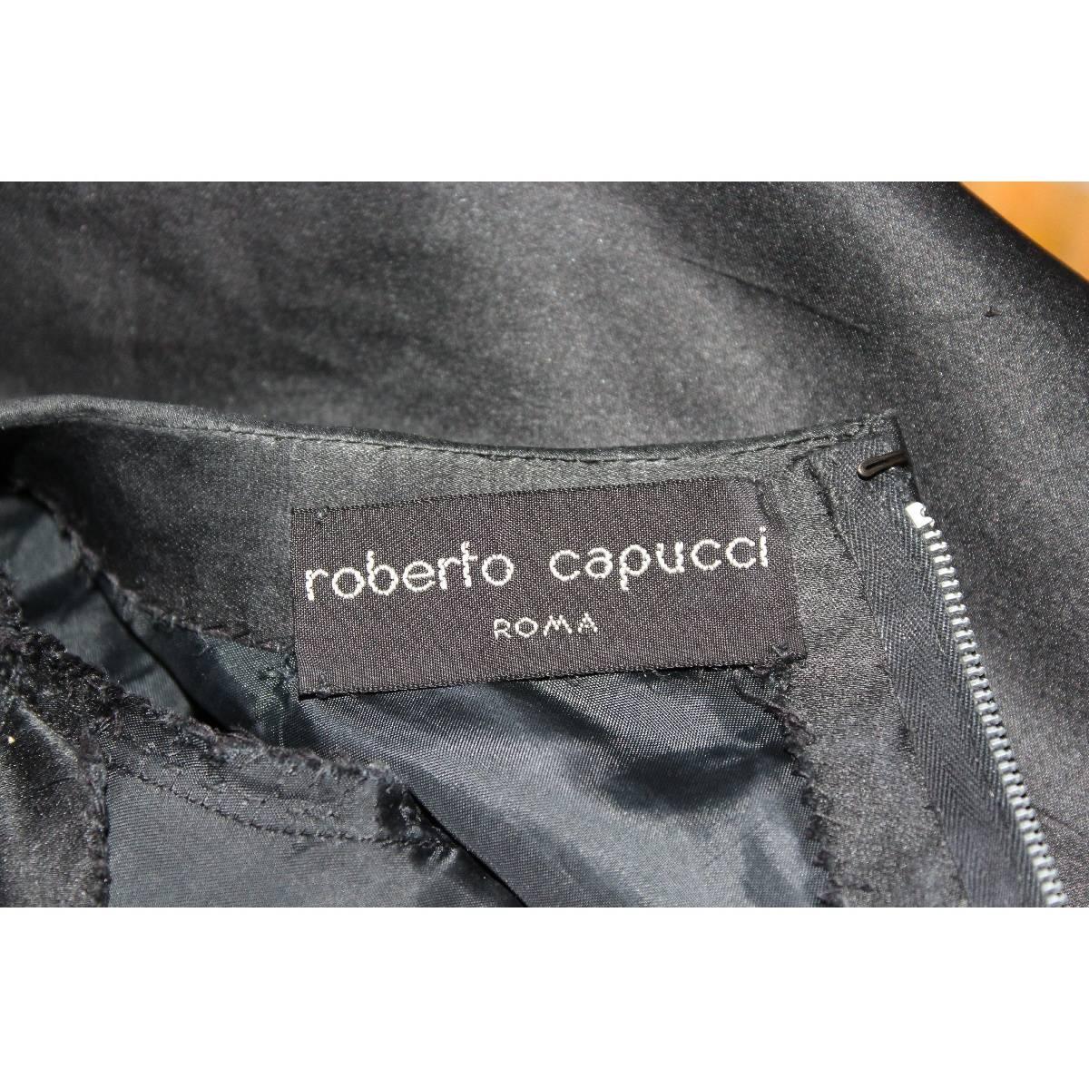 Capucci Roberto vintage black fuchsia silk draping dress size 42 it 1980s 1