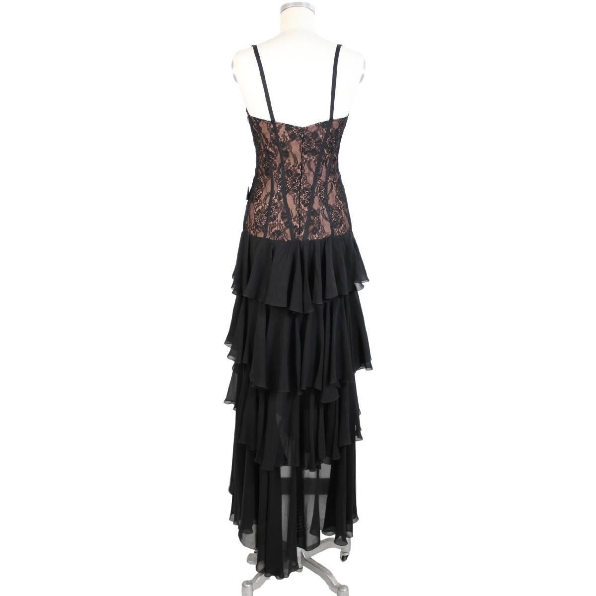Black Gai Mattiolo silk black lace cocktail dress size 42 it made italy new with tag