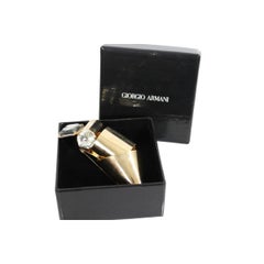 Giorgio Armani vintage gold metal zircons brooch made italy original box 1980s