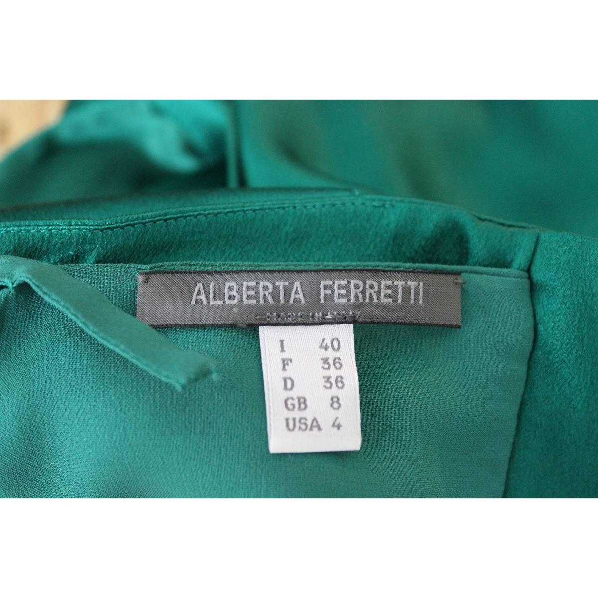 Women's Alberta Ferretti silk emerald evening dress size 40 it made italy 2000s