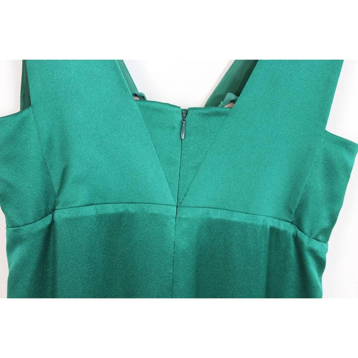 Alberta Ferretti silk emerald evening dress size 40 it made italy 2000s In Excellent Condition In Brindisi, IT