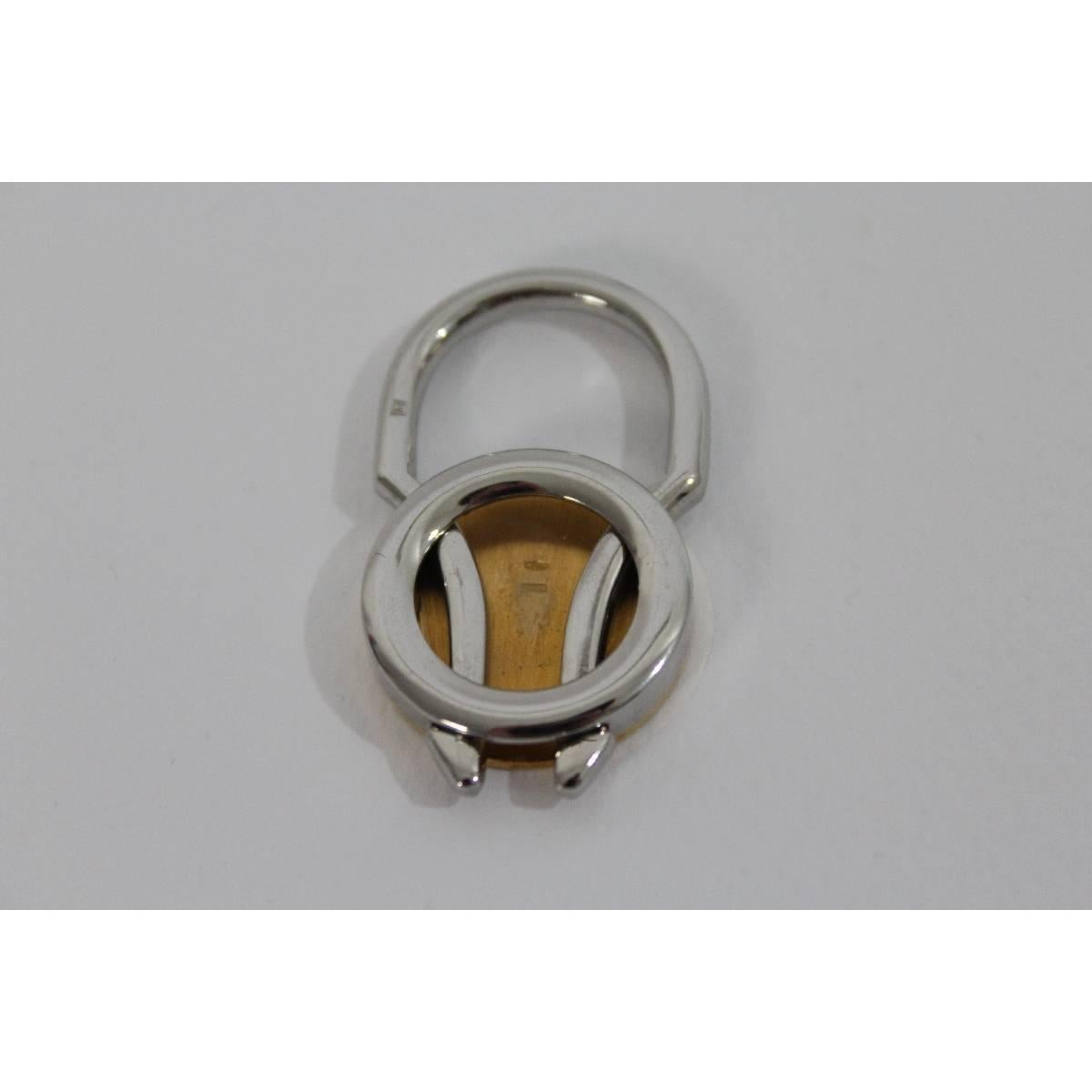 Bulgari gold onyx stainless steel keychain 2000s original box made italy In Excellent Condition In Brindisi, IT