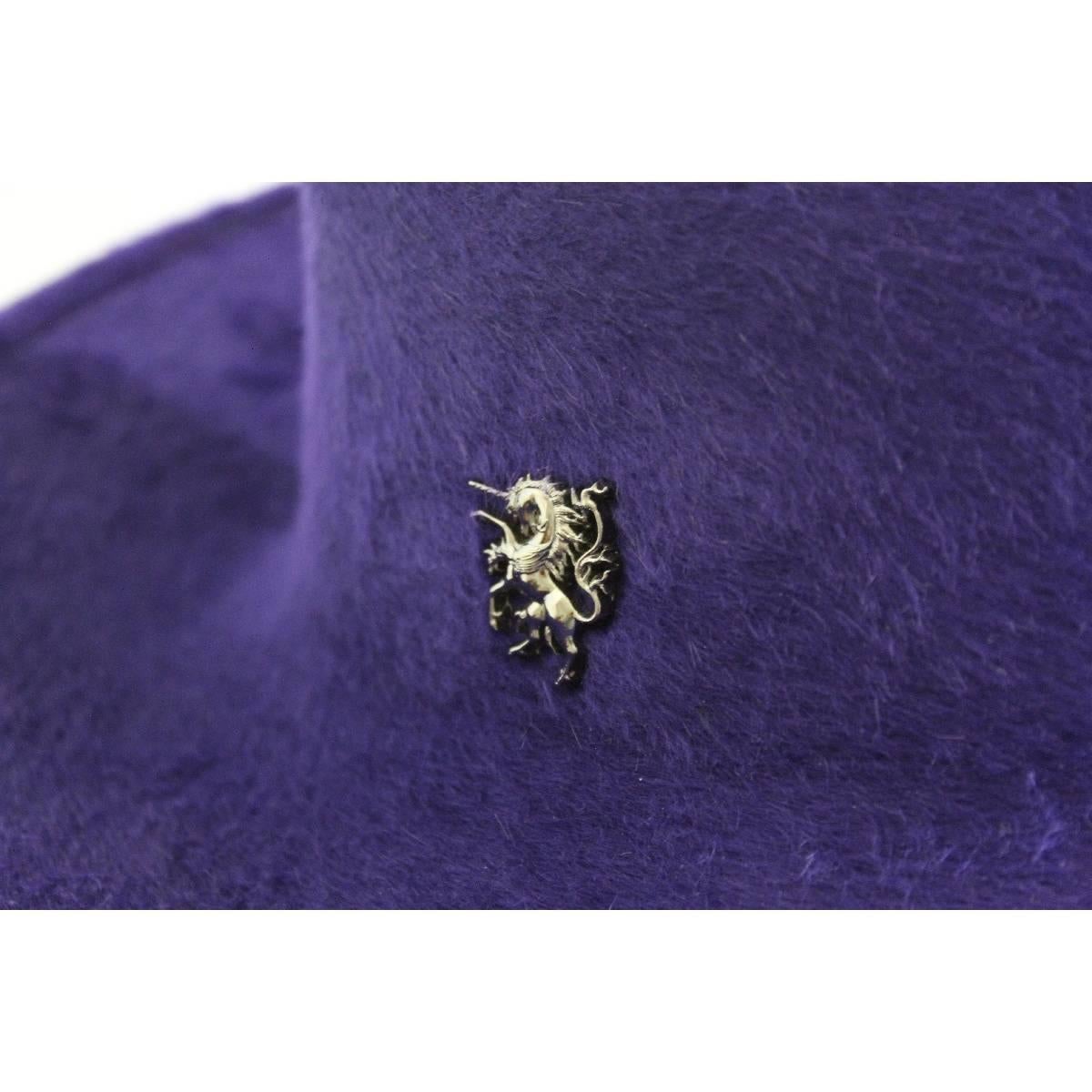 Women's Philip Treacy purple wool felt hat size M made England 