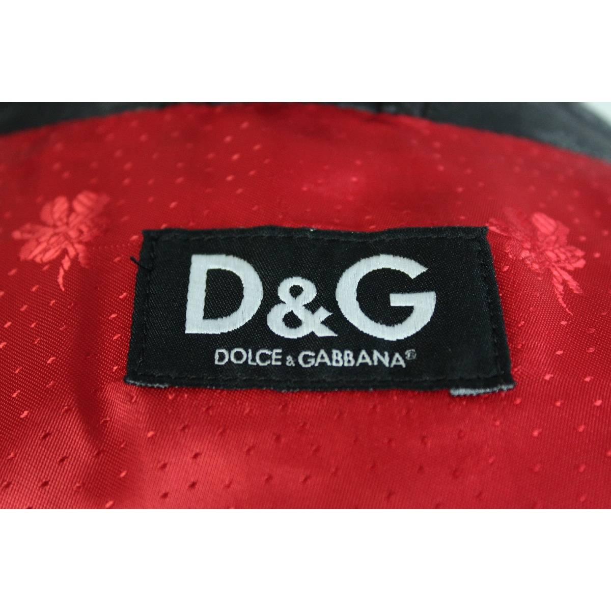 Dolce & Gabbana black leather lamb skin quilted jacket motorcycle size 44 it  1