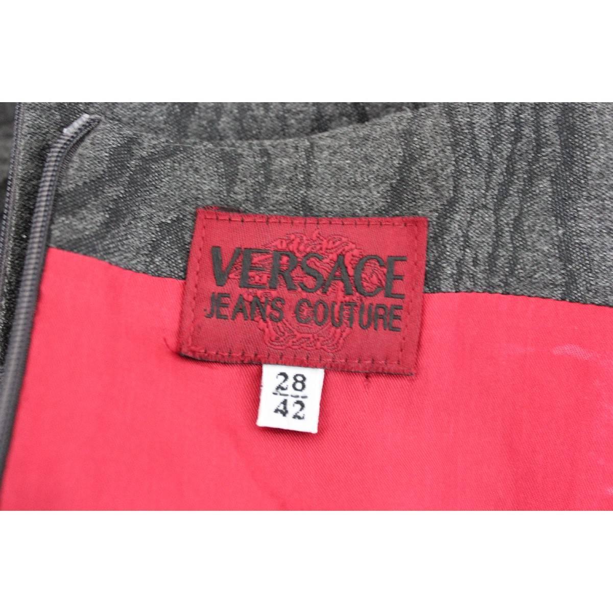 Women's Versace Jeans Couture vintage gray a line dress spotted size 42 it made italy For Sale