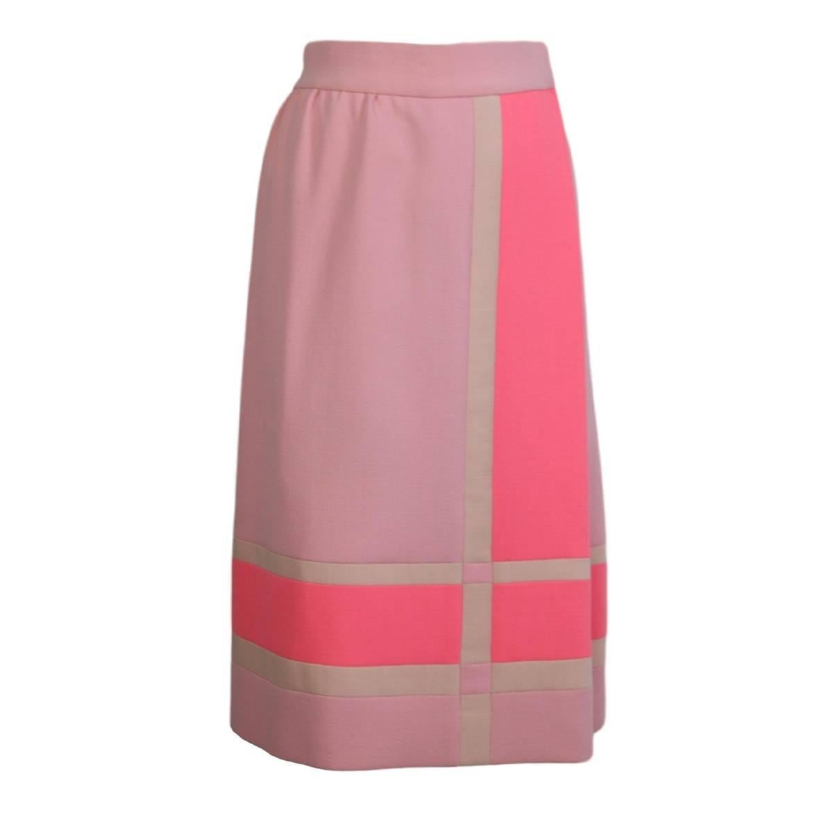 Brown Roberto Capucci 1970s skirt suit rose tailleur in wool mondrian geometric theme
