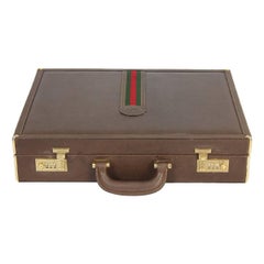 Retro Gucci Briefcase Brown Leather Italian Bag, 1970s