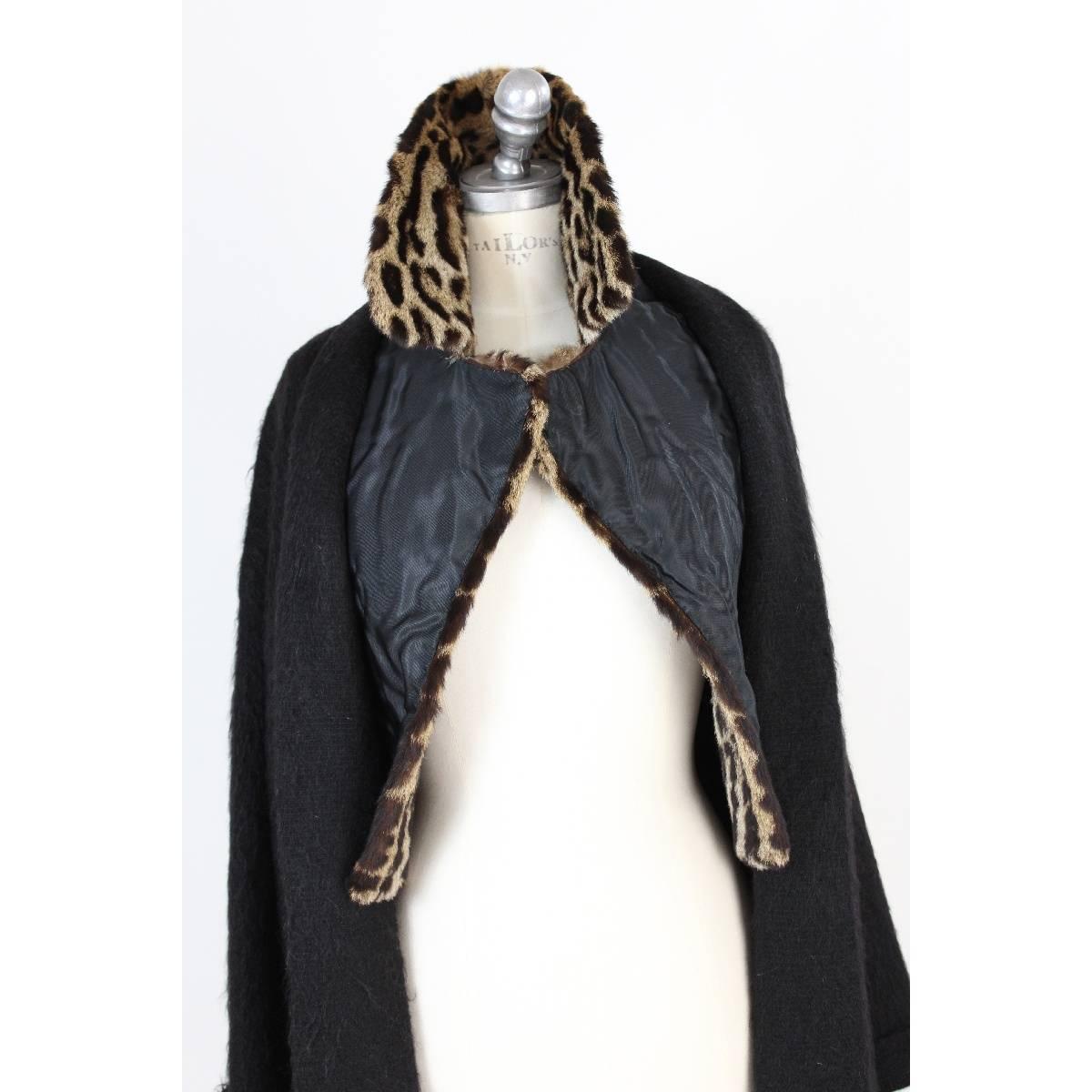 Women's Gianfranco Ferre vintage wool angora and leopard fur jacket black 