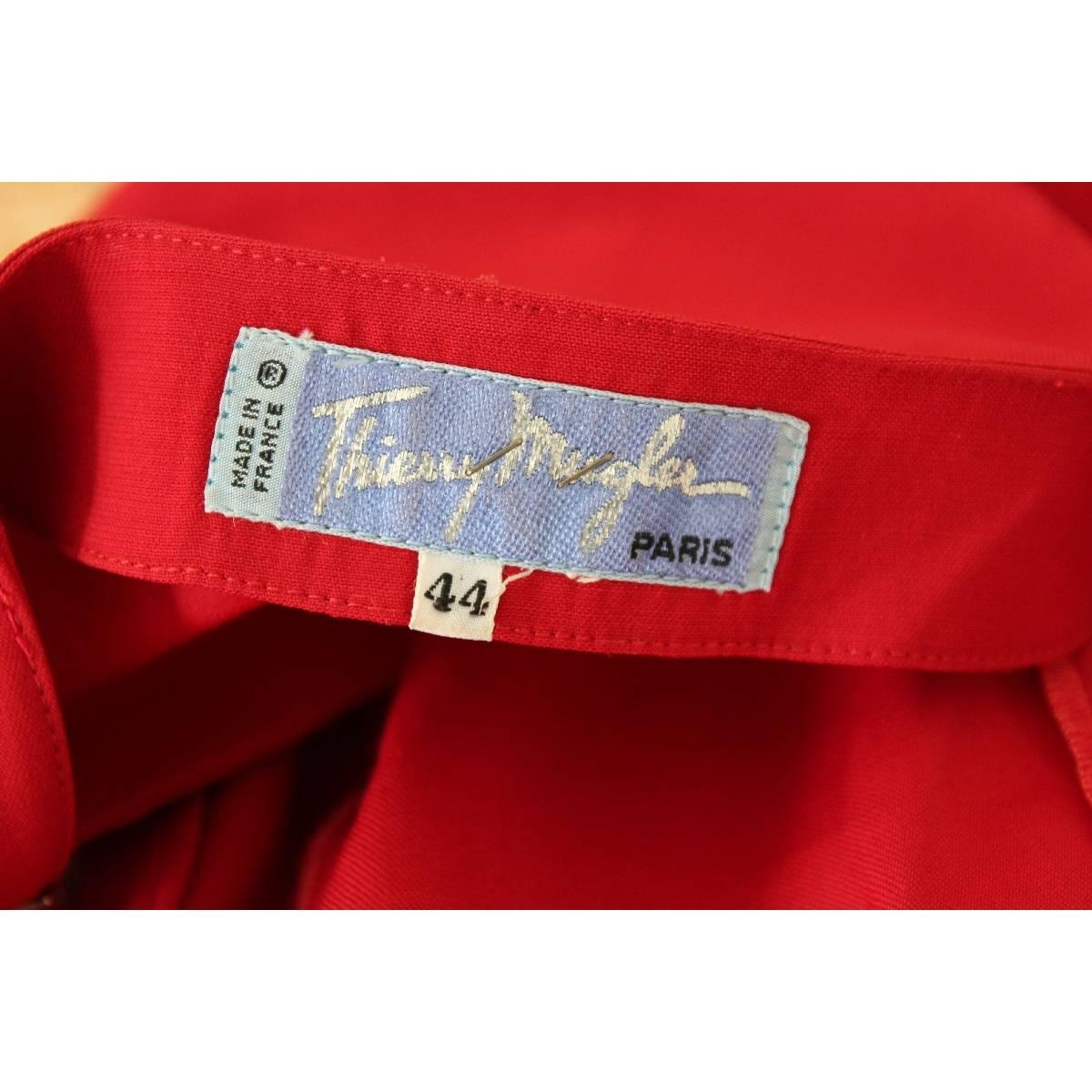 Thierry Mugler Paris 100% worsted wool red dress size 44 it vintage 1980s  1