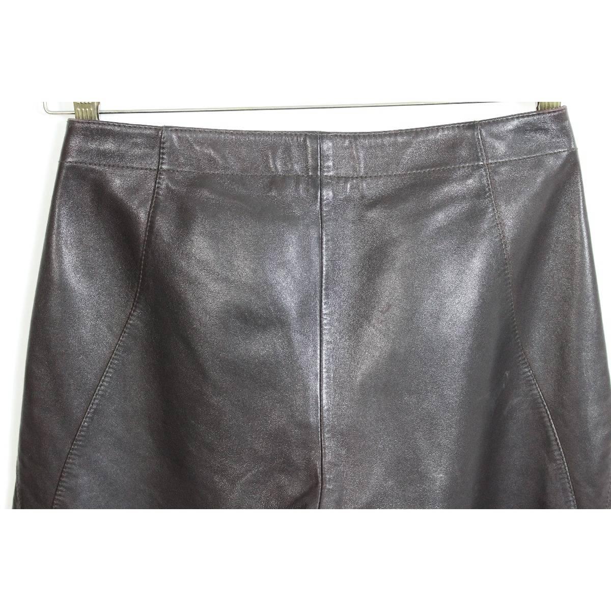 Tom Ford For Gucci Biker Brown Leather Italian Trousers, 2000s In Excellent Condition In Brindisi, IT