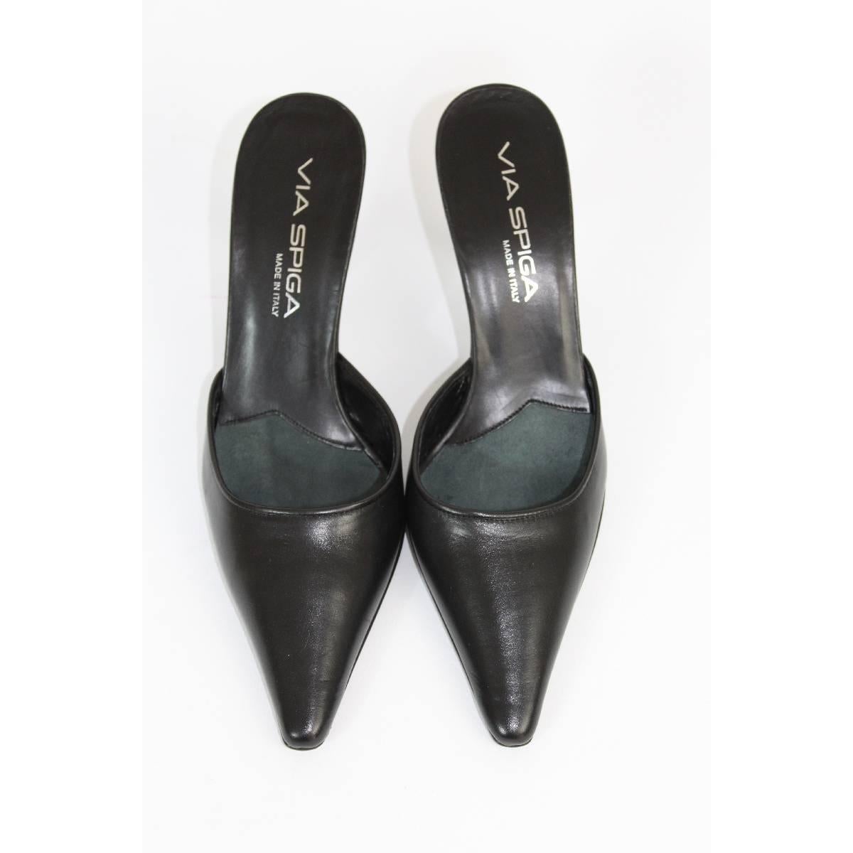 Women's Via Spiga leather black shoes NWT sabot women's size 35 it made italy New  For Sale