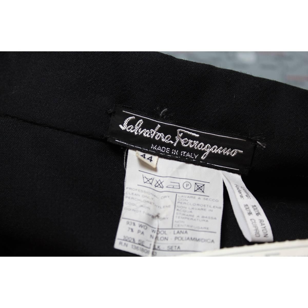 Women's or Men's Salvatore Ferragamo black wool cocktail dress size 44 it made italy 1990s NWT For Sale