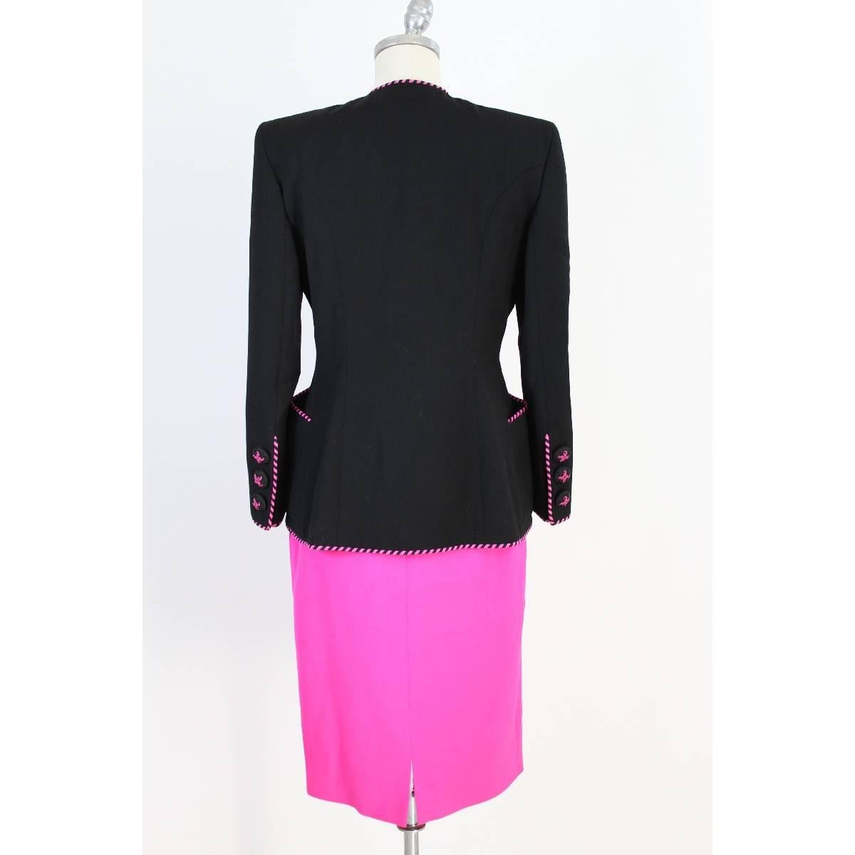 Black NWT Mario Borsato vintage skirt suit tailleur black purple women’s 1980s size 46 For Sale