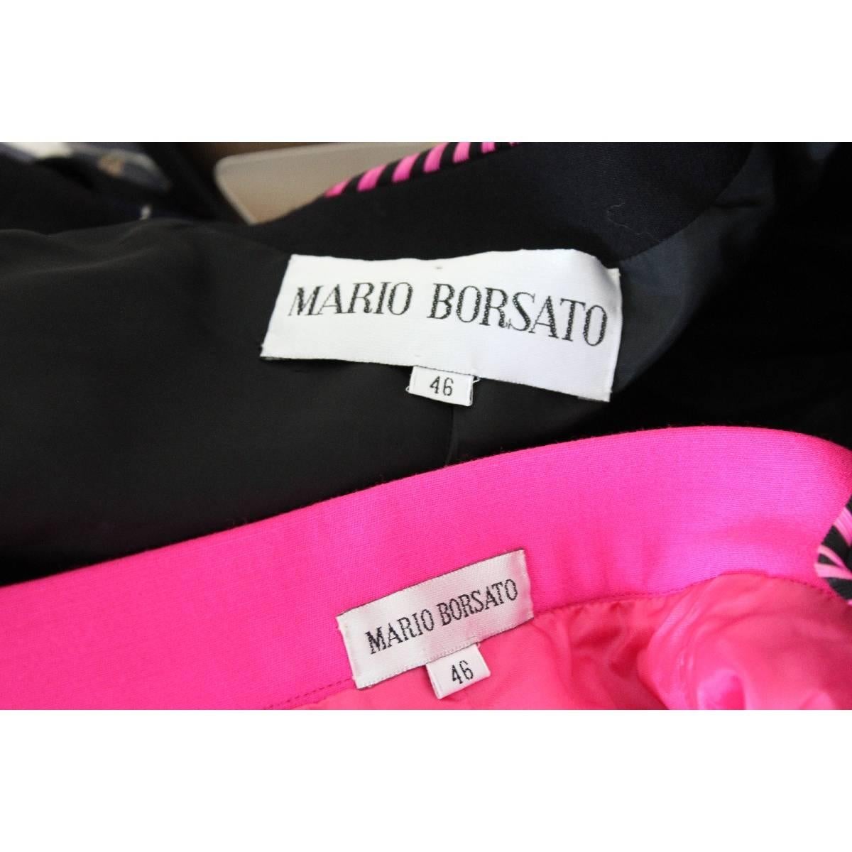 NWT Mario Borsato vintage skirt suit tailleur black purple women’s 1980s size 46 For Sale 4