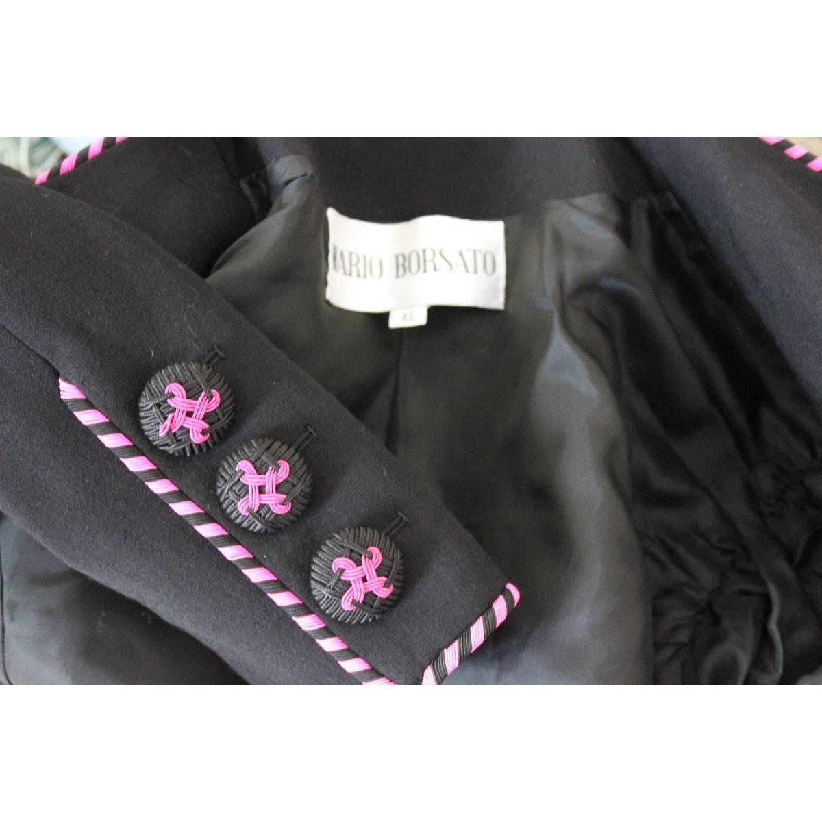 NWT Mario Borsato vintage skirt suit tailleur black purple women’s 1980s size 46 For Sale 3